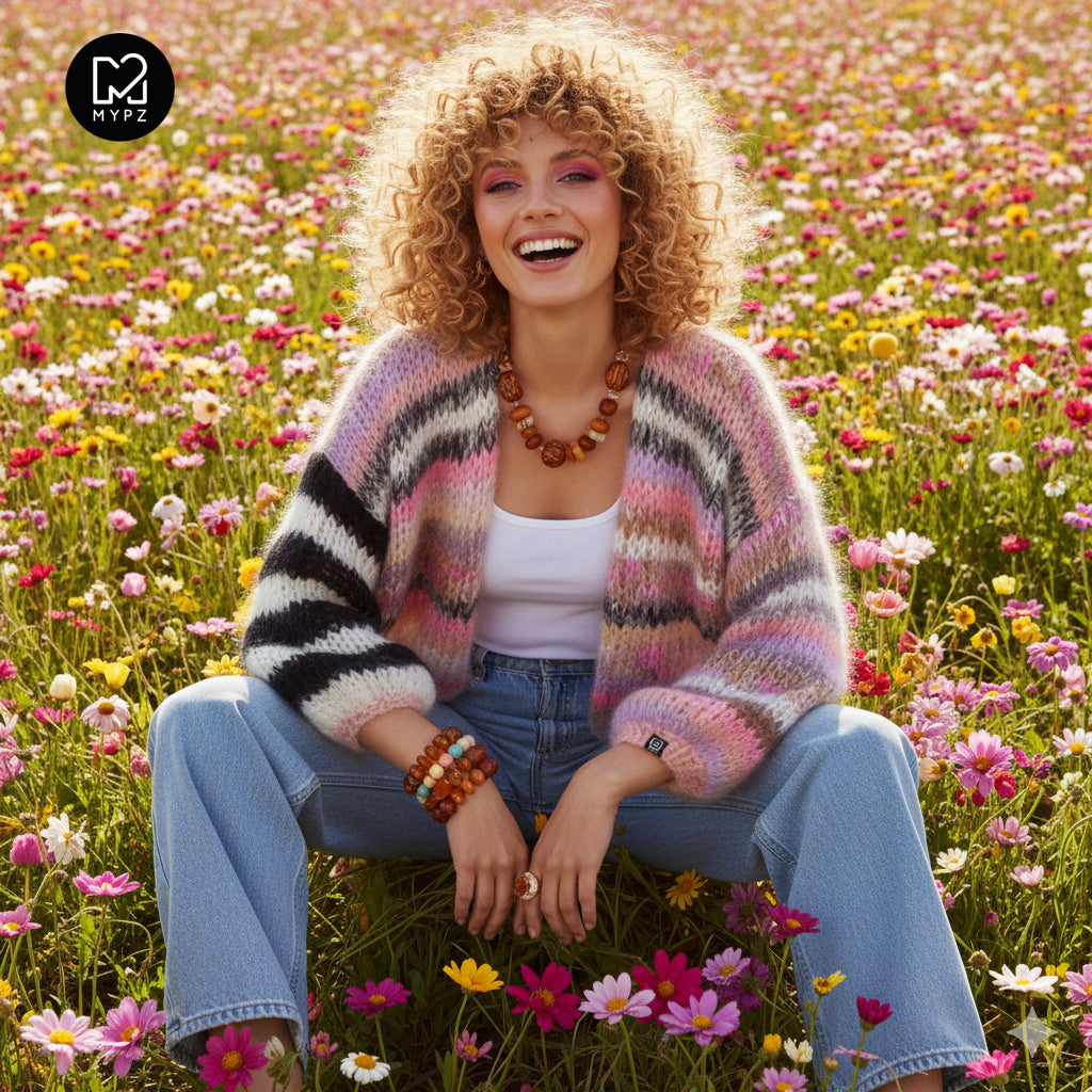 MYPZ Chunky Mohair Cardigan Funky Caramel