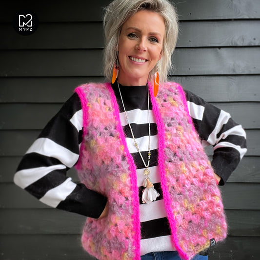 Haakpakket - MYPZ Mohair Granny stripes gilet Karma (ENG-NL)