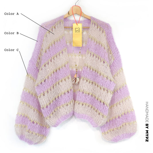 Ontwerp je eigen kit - Breipakket MYPZ Light Mohair Vest gestreept No10 (ENG-NL-DE-FR-ES)