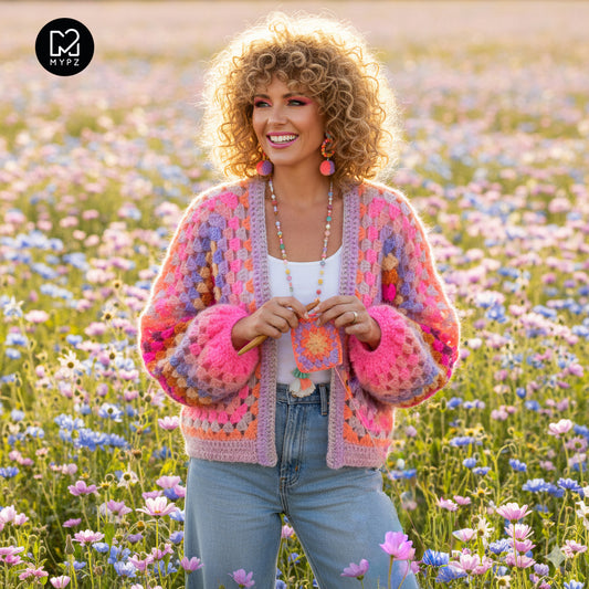 Crochet pattern - MYPZ Hexagon Cardigan Pink Vibes (ENG-NL-DE-FR-ES)