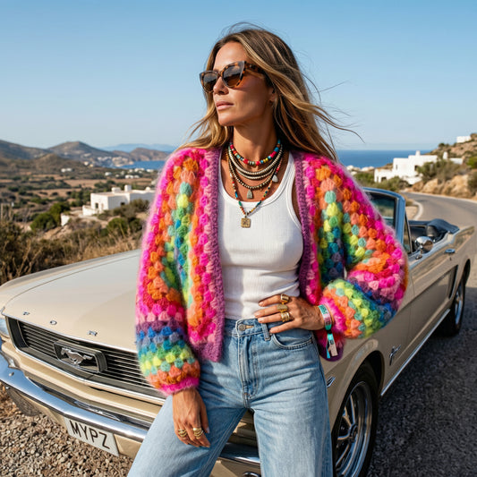 Haakpatroon – MYPZ Hexagon Mohair Cardigan Regenboog (ENG-NL-DE)