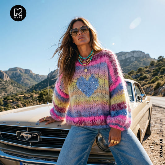Breipakket – MYPZ korte Chunky Alpaca-Mohair trui Sunset Rave No15 (ENG-NL-DE)