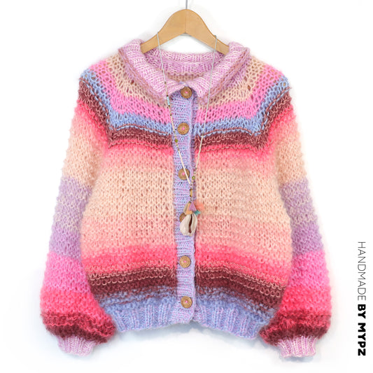 Knitting Kit – MYPZ top-down bomber cardigan Blush en Rouge No10 (ENG-NL-DE)
