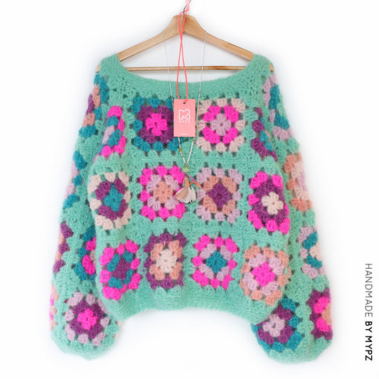 Haakpakket - MYPZ Granny square Mohair trui Mint (ENG-NL)