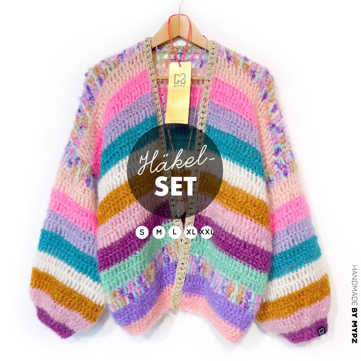 Haakpakket - Chunky Mohair cardigan Sunset Glow (ENG-NL-DE)