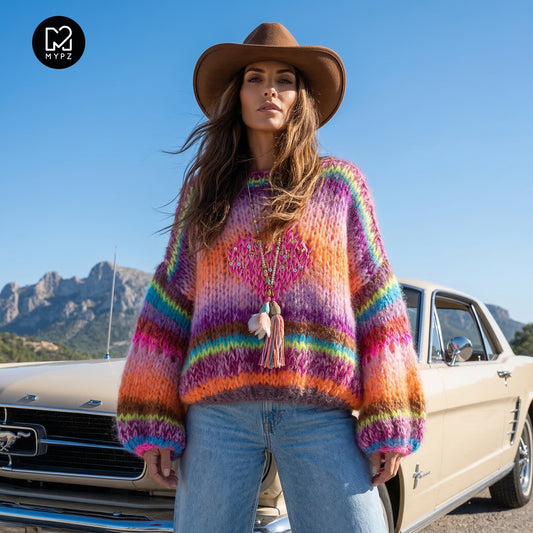 Knitting Kit – MYPZ Short Chunky Pullover Neon Hearts No15 (ENG-NL-DE)