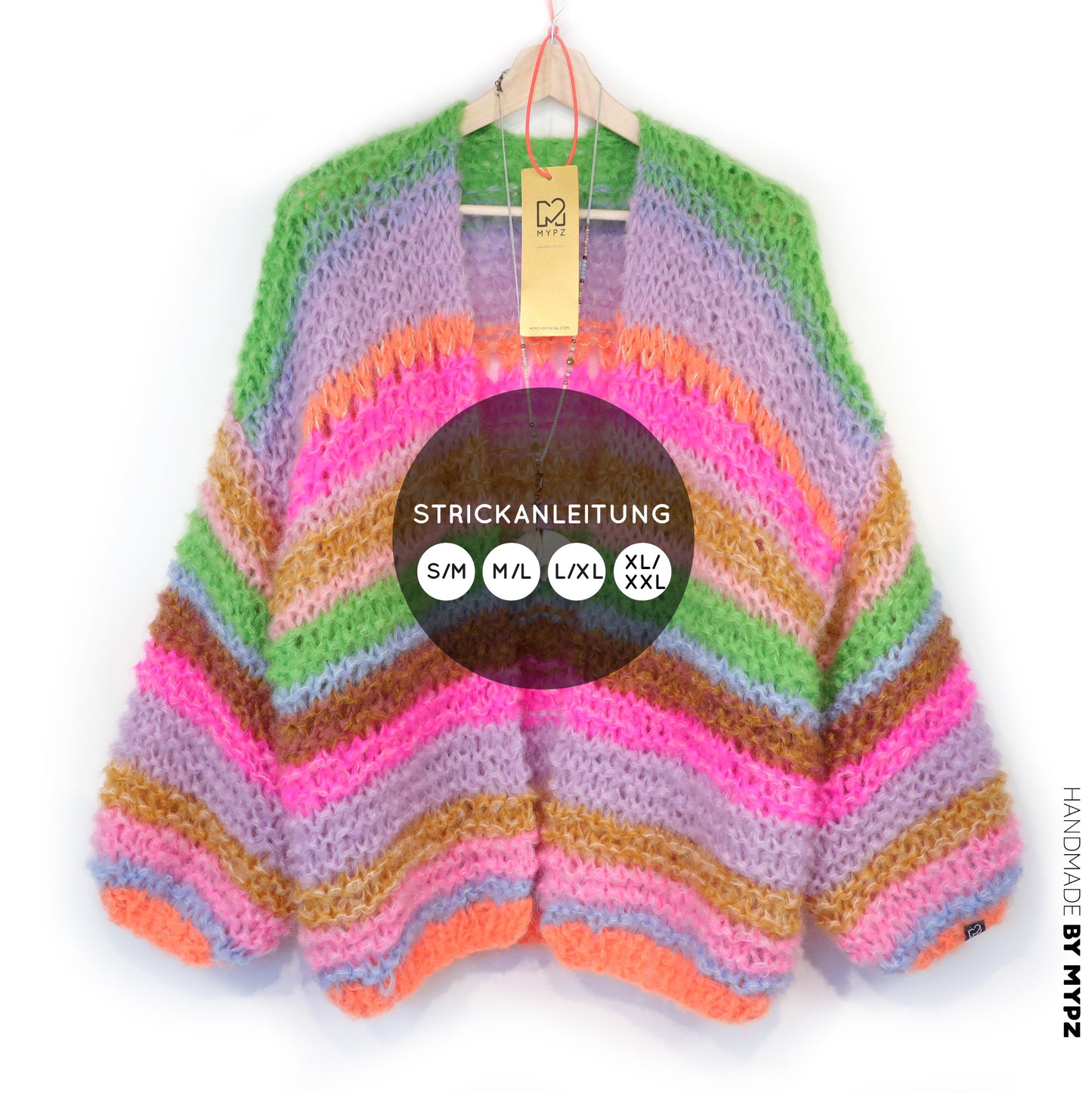 Breipatroon – MYPZ Chunky Mohair Cardigan Rainbow Sorbet No.15 (ENG-NL-DE)
