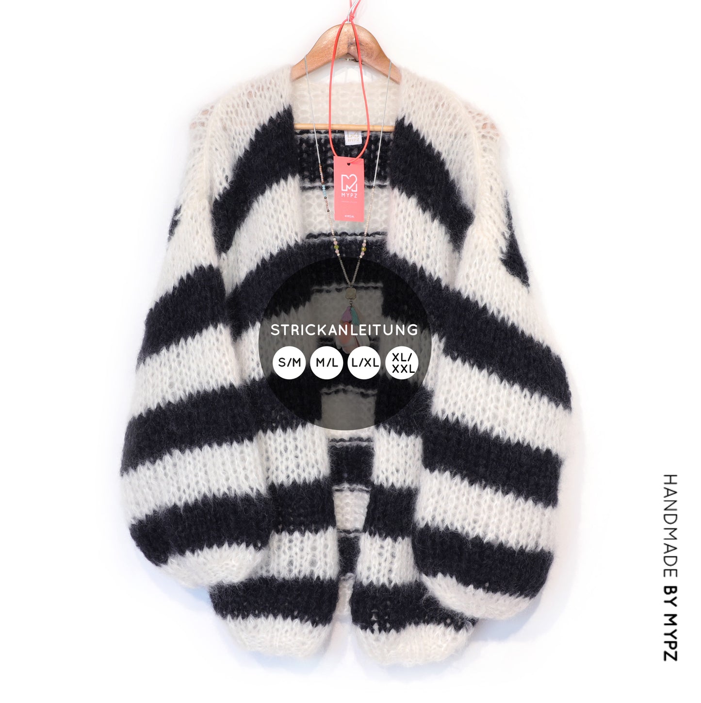 Breipatroon – MYPZ Chunky Mohair Cardigan Black & White No.15 (ENG-NL-DE)