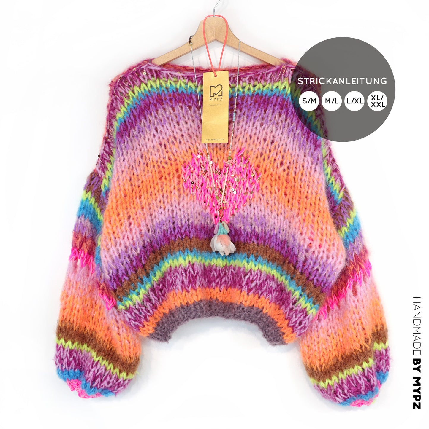 Breipatroon – MYPZ Short Chunky Pullover Neon Hearts No15 (ENG-NL-DE)
