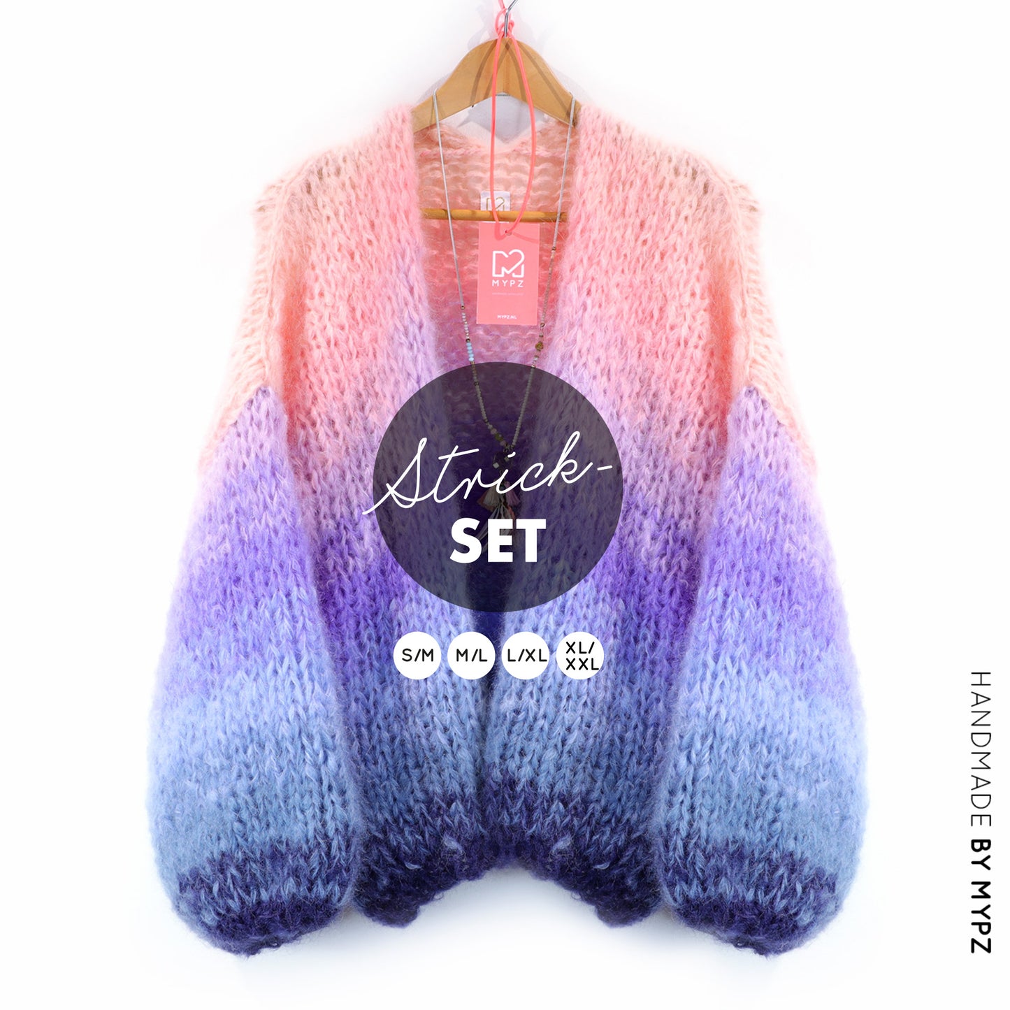 Knitting Kit – MYPZ Chunky Mohair Cardigan Blue Sky No.15 (ENG-NL-DE)