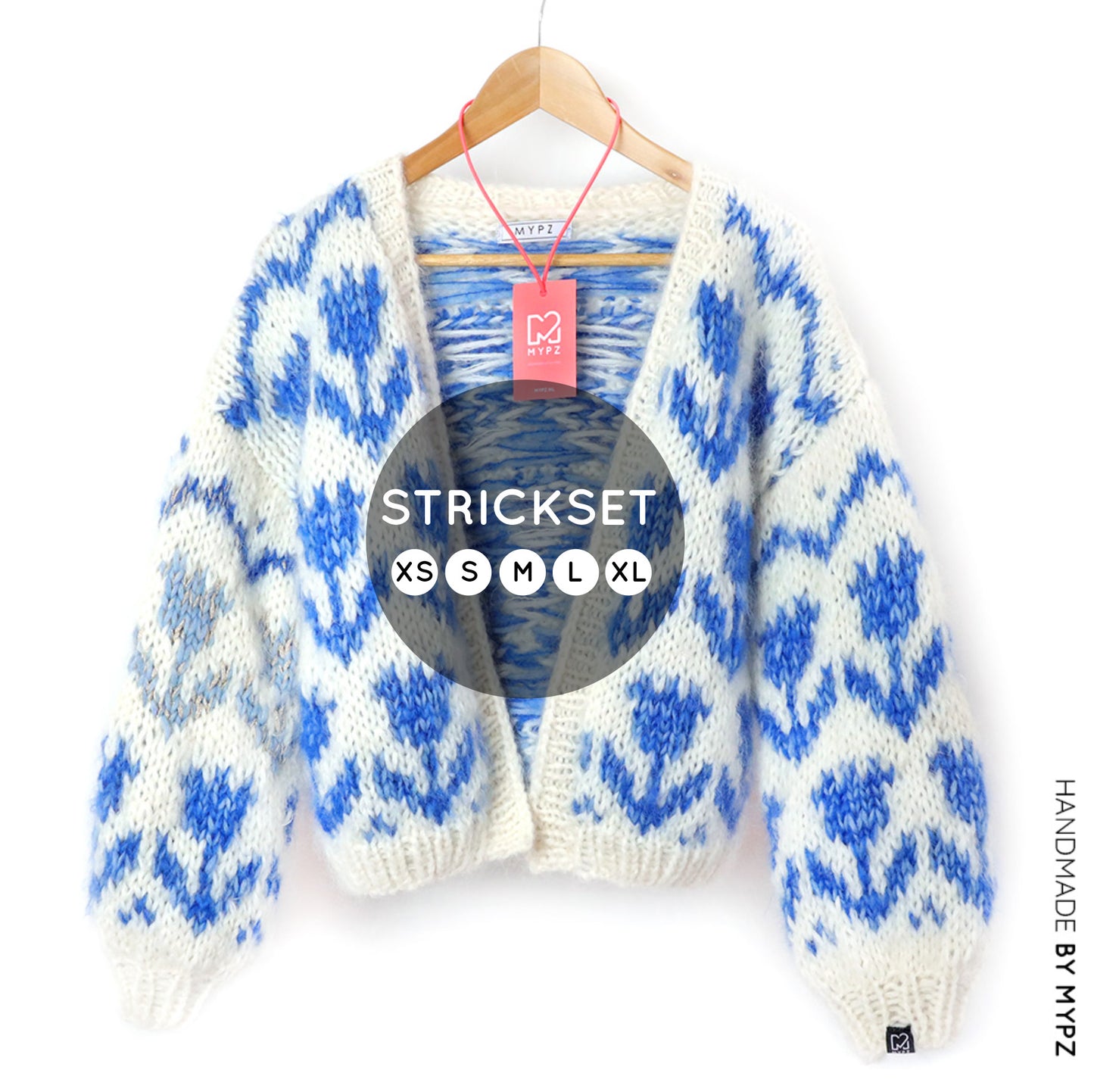 Knitting Kit – MYPZ Chunky Bomber Cardigan Tulips Blue No.9 (ENG-NL-DE)