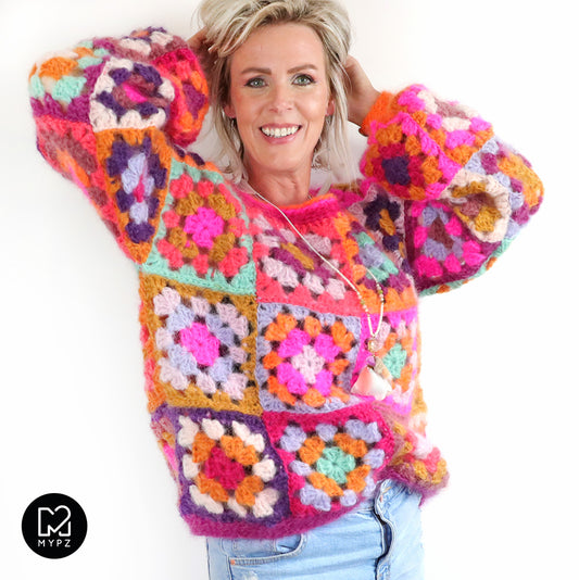 Haakpakket - MYPZ Granny square Mohair trui Flora (ENG-NL)