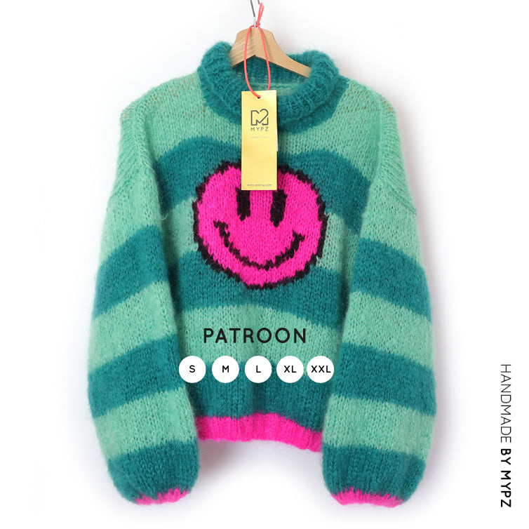 Breipatroon - MYPZ light mohair trui Smiley Green No8 (ENG-NL)