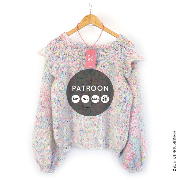 MYPZ breipatroon Top-down ruffle confetti trui no6