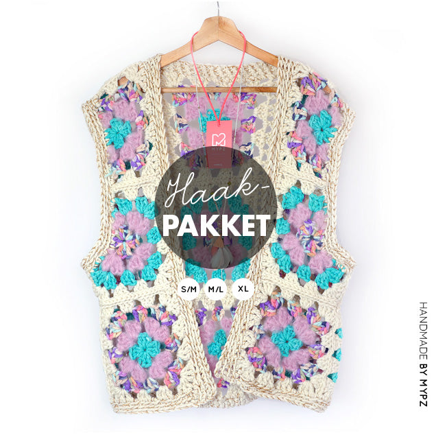 Haakpakket - MYPZ Granny Boho Gilet Sea (ENG-NL)