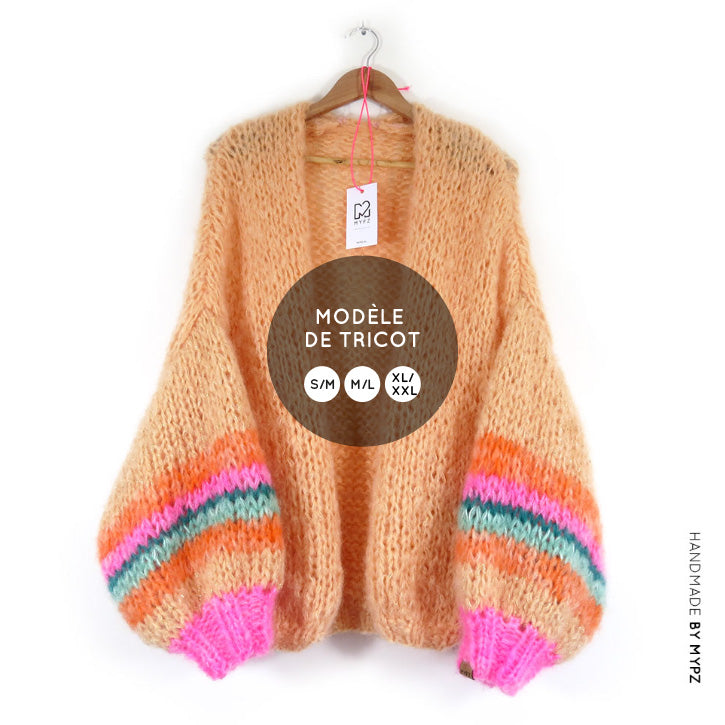 Motif de tricot – Cardigan basique épais MYPZ Crème No.15 (ENG-NL-ES-DE-FR)