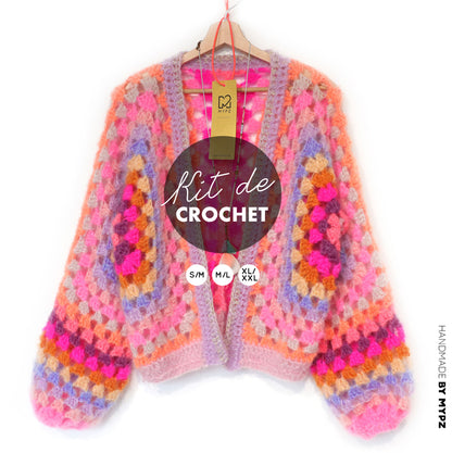 Crochet kit - MYPZ Hexagon Cardigan Pink Vibes (ENG-NL-DE-FR-ES)