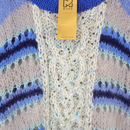 Breipatroon – MYPZ  Light Alpaca Mohair Top Cable Heart Blue No10 (ENG-NL-DE)