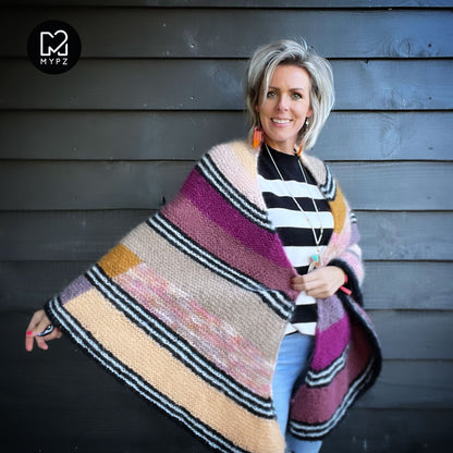 Knitting Kit - Cosy Cuddle Mohair Shawl Brown Love No6 (ENG-NL)