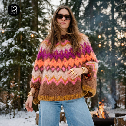 Breipakket – MYPZ Chunky Topdown Mohair Poncho Brownberry nr.12 (ENG-DE-NL-ES-FR-IT-DA-SV-NO)