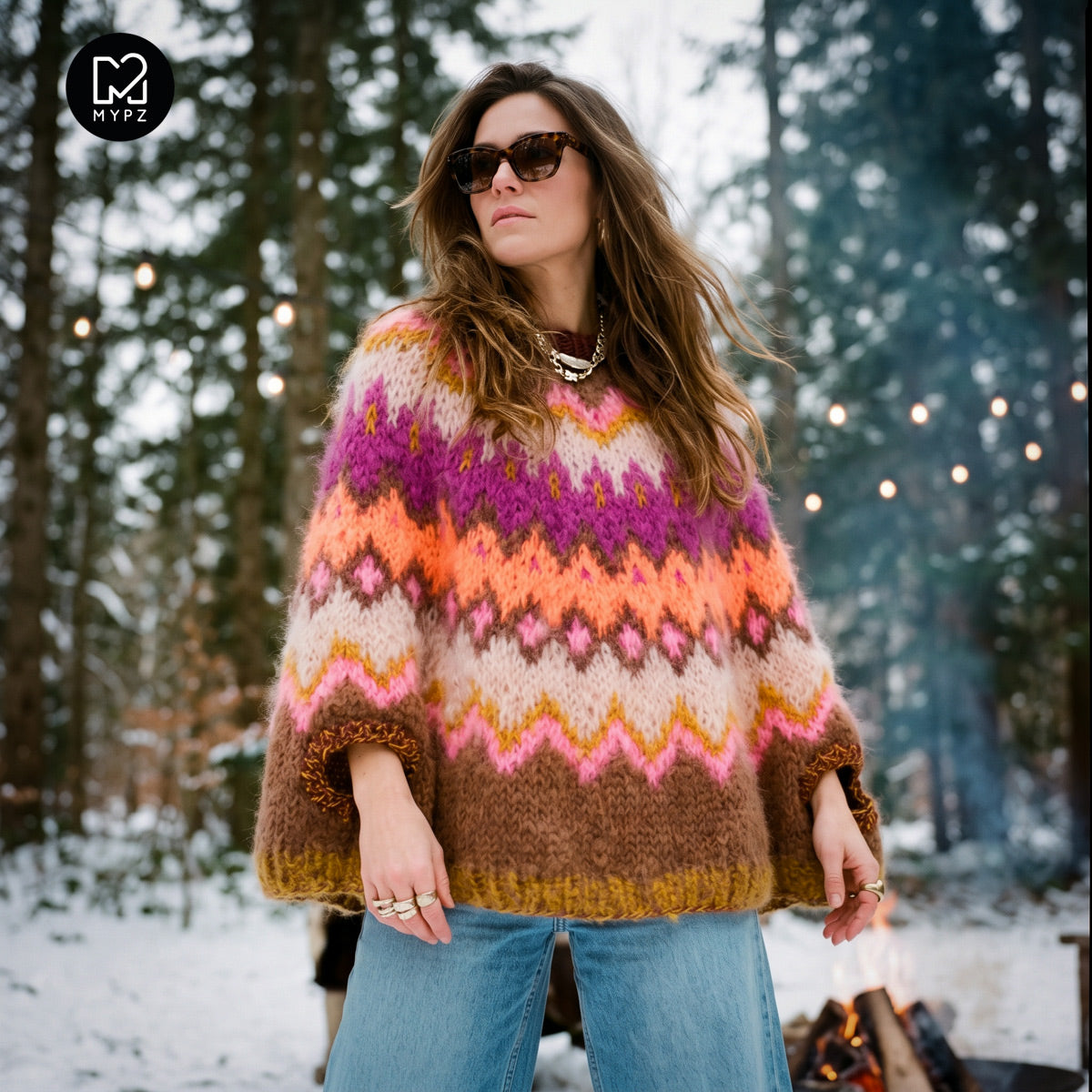 Breipakket – MYPZ Chunky Topdown Mohair Poncho Brownberry nr.12 (ENG-DE-NL-ES-FR-IT-DA-SV-NO)