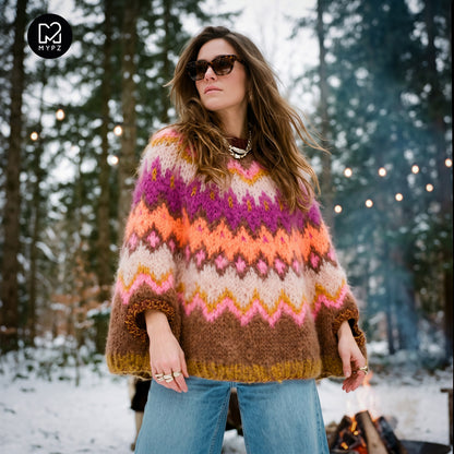 Breipakket – MYPZ Chunky Topdown Mohair Poncho Brownberry nr.12 (ENG-DE-NL-ES-FR-IT-DA-SV-NO)