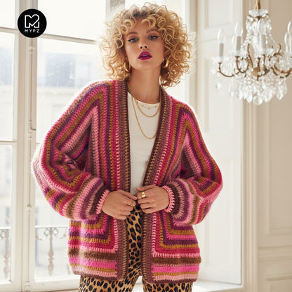 Crochet kit - MYPZ Hexagon Cardigan Burgundy (ENG-NL-DE)