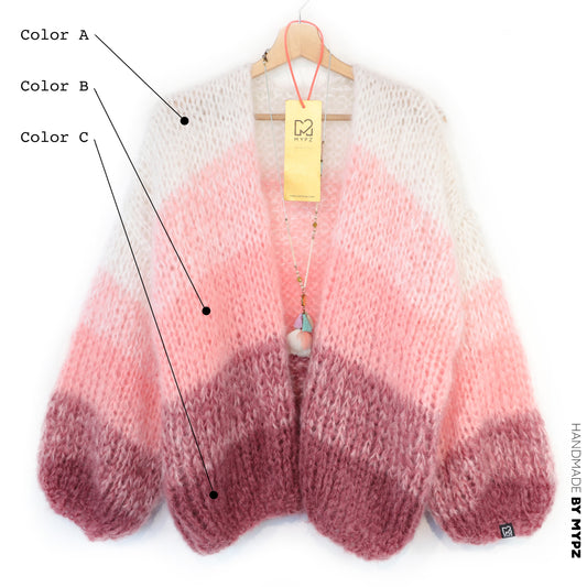 Ontwerp je eigen kit - Breipakket MYPZ Chunky Mohair Cardigan Gradient No 15 (ENG-NL-DE)