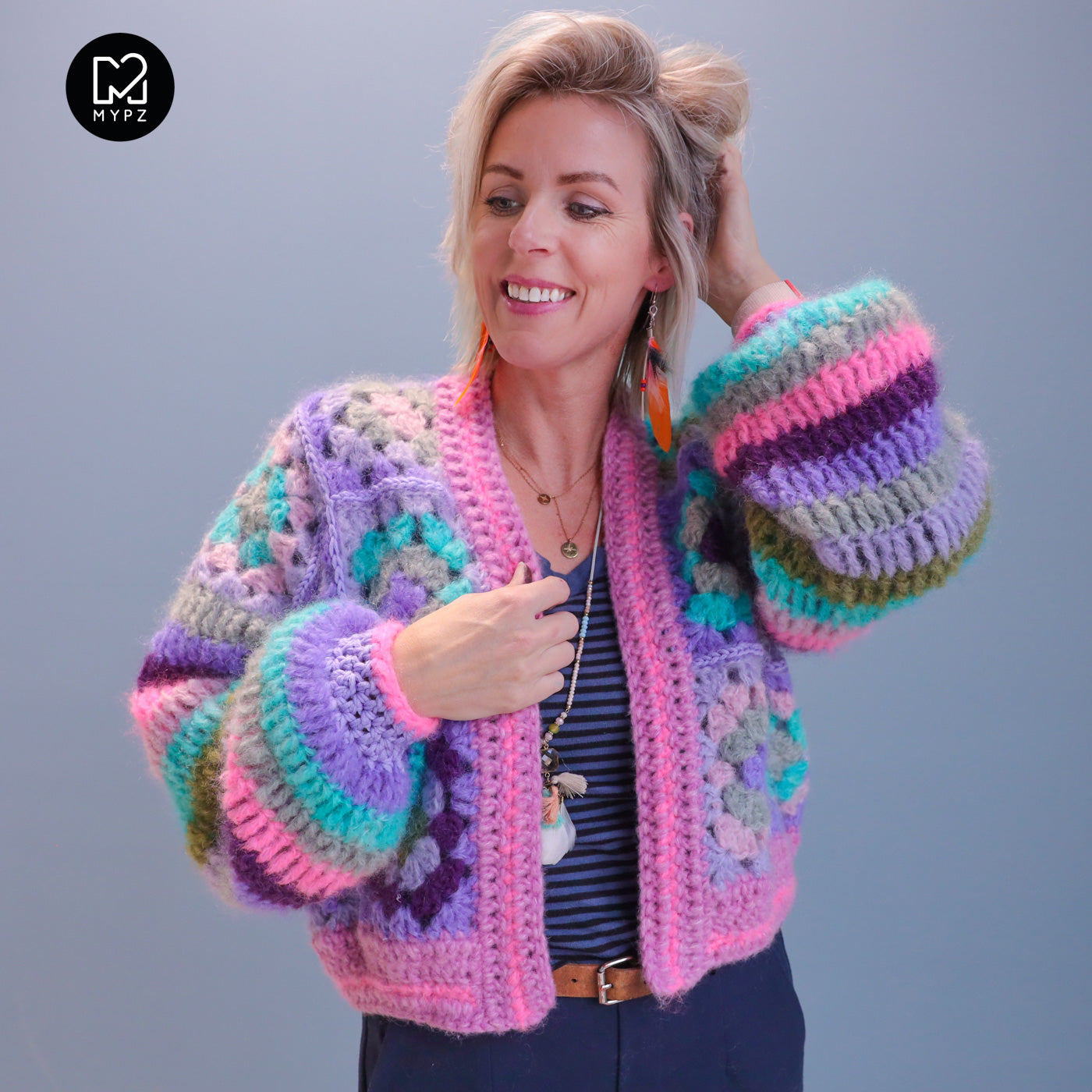 Haakpakket - MYPZ Granny square Mohair vest Purple-Candy (ENG-NL-DE)