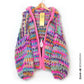 MYPZ Chunky Mohair Rib Cardigan Confetti with hoodie