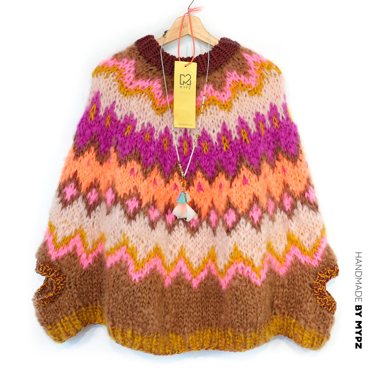 Breipakket – MYPZ Chunky Topdown Mohair Poncho Brownberry nr.12 (ENG-DE-NL-ES-FR-IT-DA-SV-NO)