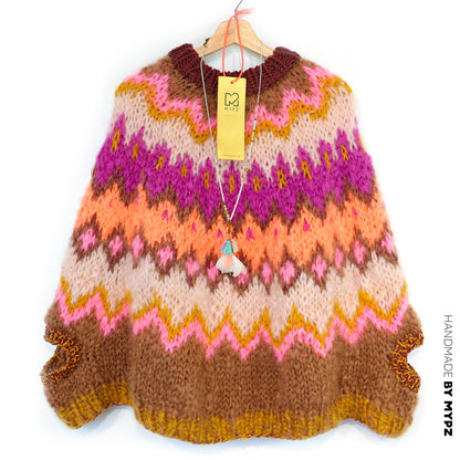 Breipakket – MYPZ Chunky Topdown Mohair Poncho Brownberry nr.12 (ENG-DE-NL-ES-FR-IT-DA-SV-NO)