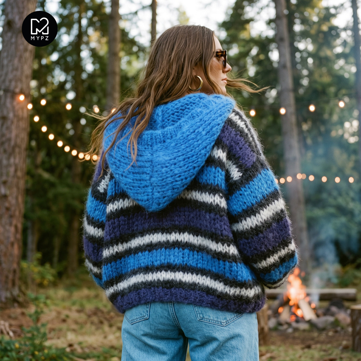 Breipatroon – MYPZ Hooded Chunky Mohair Bomber Cardigan Blue No.15 (ENG-DE-NL-ES-FR-IT-DA-SV-NO)