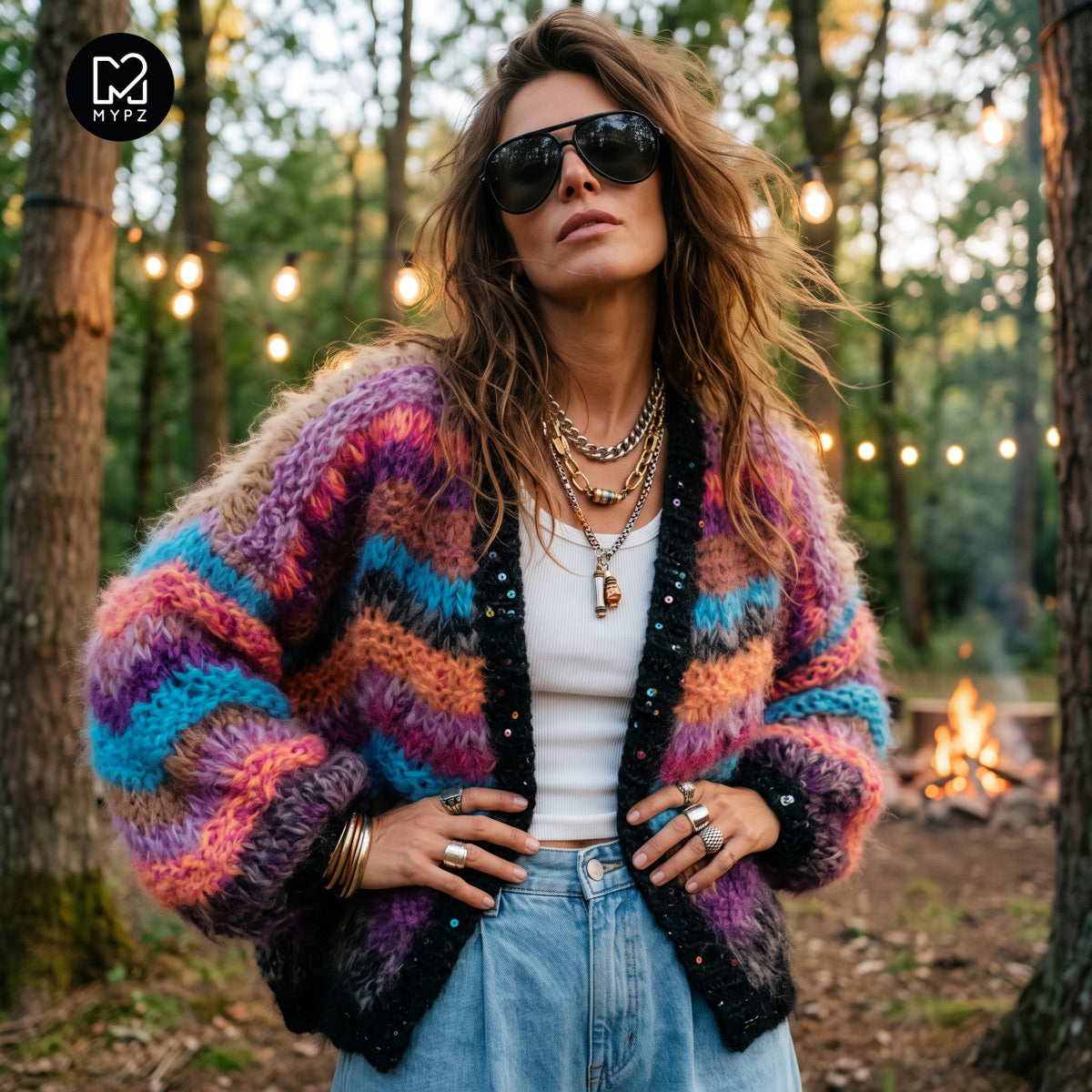 Breipatroon - Kort grofgebreid mohairvest Maple Wave nr.12 (ENG-DE-NL-ES-FR-IT-DA-SV-NO)