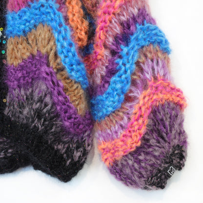 Breipatroon - Kort grofgebreid mohairvest Maple Wave nr.12 (ENG-DE-NL-ES-FR-IT-DA-SV-NO)