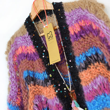Breipatroon - Kort grofgebreid mohairvest Maple Wave nr.12 (ENG-DE-NL-ES-FR-IT-DA-SV-NO)