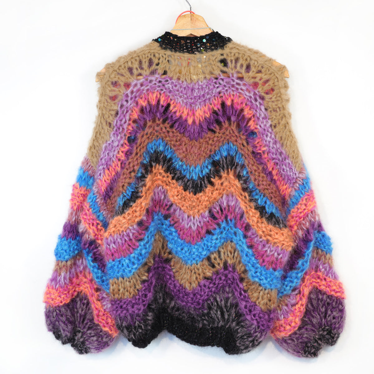 Breipatroon - Kort grofgebreid mohairvest Maple Wave nr.12 (ENG-DE-NL-ES-FR-IT-DA-SV-NO)