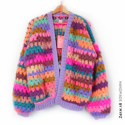Haakpatroon - MYPZ kort Mohair Granny stripes vest Fiesta (ENG-NL)