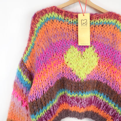 Knitting Kit – MYPZ Short Chunky Pullover Neon Hearts No15 (ENG-NL-DE)