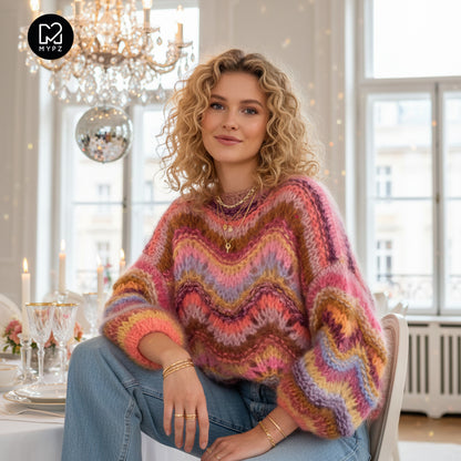 Breipakket – Chunky Mohair Pullover Colorflow Wave No.12 (ENG-NL-DE)