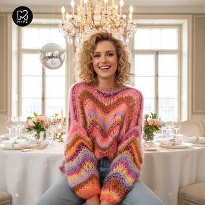 Breipakket – Chunky Mohair Pullover Colorflow Wave No.12 (ENG-NL-DE)