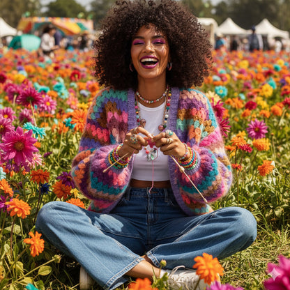 Haakpatroon - MYPZ kort Mohair Granny stripes vest Fiesta (ENG-NL)