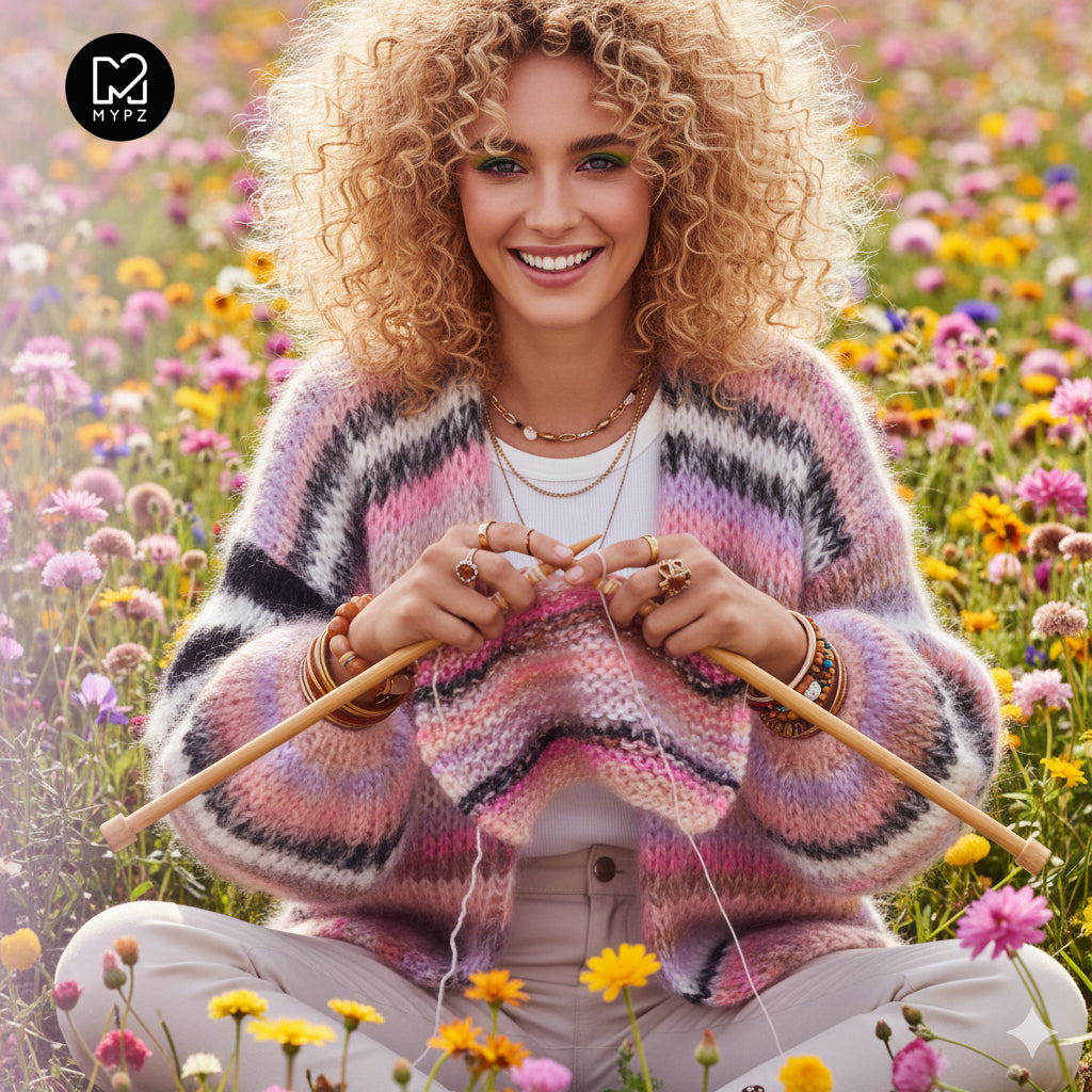 Breipakket – MYPZ Chunky Mohair Cardigan Funky Caramel No.15 (ENG-NL-DE)