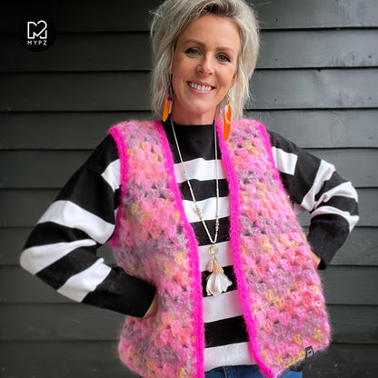 Haakpakket - MYPZ Mohair Granny stripes gilet Karma (ENG-NL)