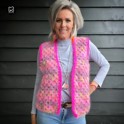 Haakpakket - MYPZ Mohair Granny stripes gilet Karma (ENG-NL)