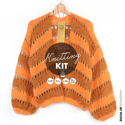 Knitting kit – MYPZ Light Alpaca Cardigan Golden Flow No10 (ENG-NL-DE)