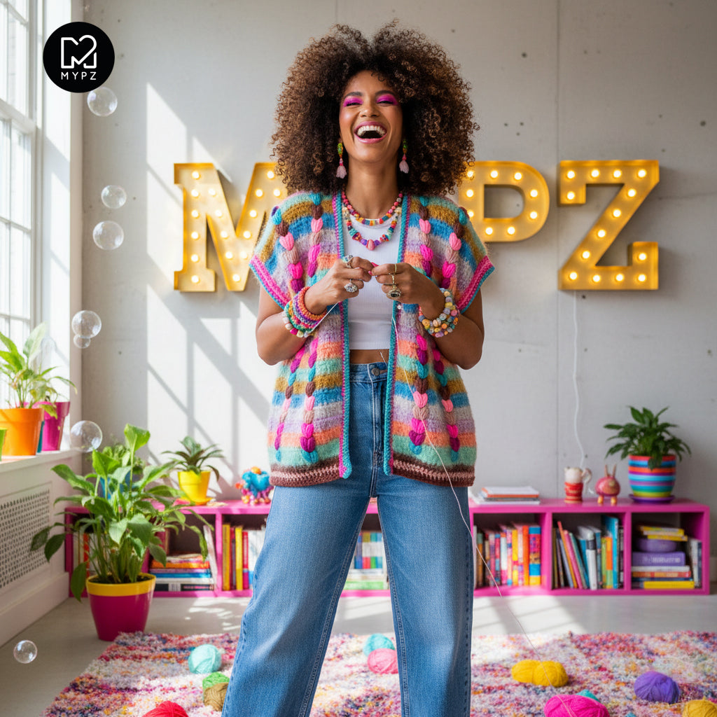 Haakpatroon - Chunky Mohair-merino vest Heartbeat (ENG-NL-DE)