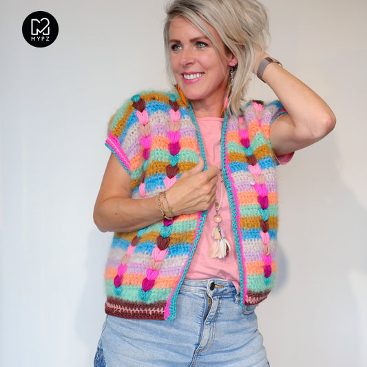 Haakpakket - Chunky Mohair-merino vest Heartbeat (ENG-NL-DE)