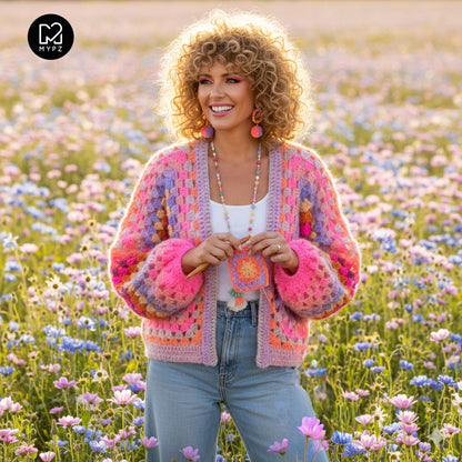 Crochet pattern - MYPZ Hexagon Cardigan Pink Vibes (ENG-NL-DE-FR-ES)