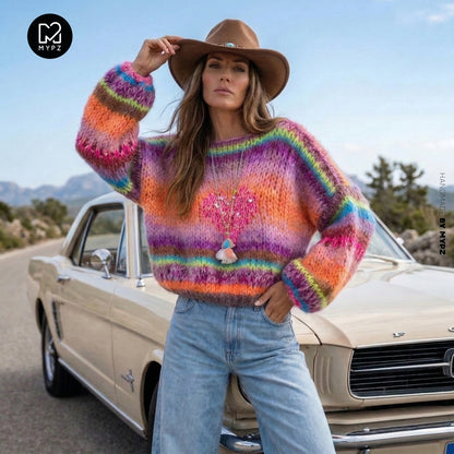 Knitting Kit – MYPZ Short Chunky Pullover Neon Hearts No15 (ENG-NL-DE)